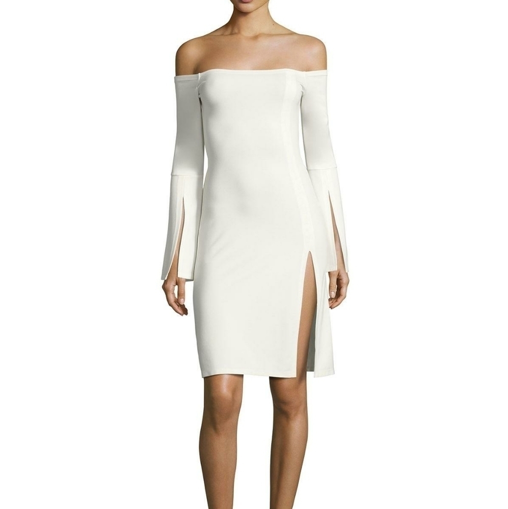 Alexis White Sterre Off The Shoulder Slit Dress S